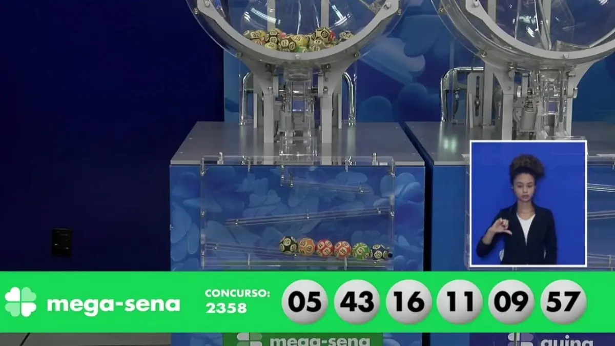 A imagem mostra o sorteio do resultado da Mega-Sena 2358