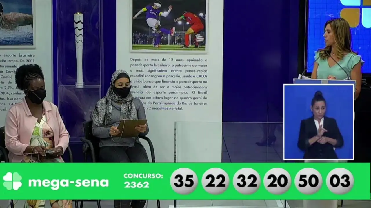 A imagem mostra o sorteio do resultado da Mega-Sena 2362