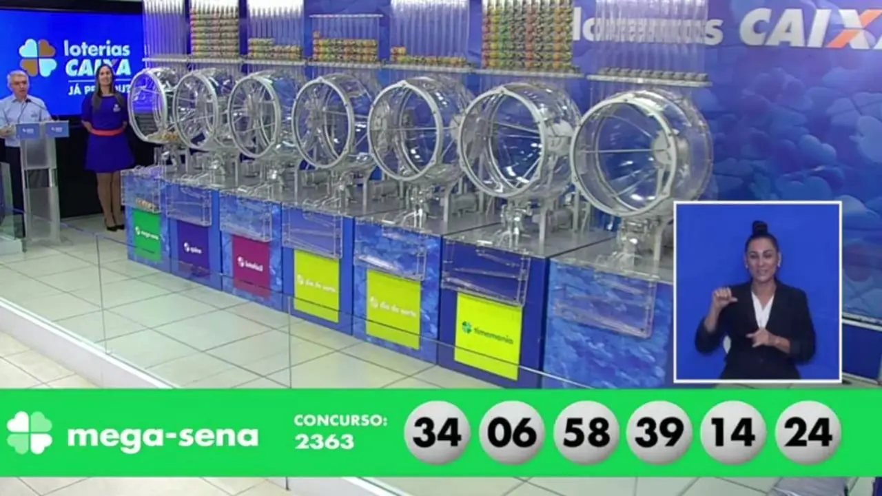 A imagem mostra o sorteio do resultado da Mega-Sena 2363