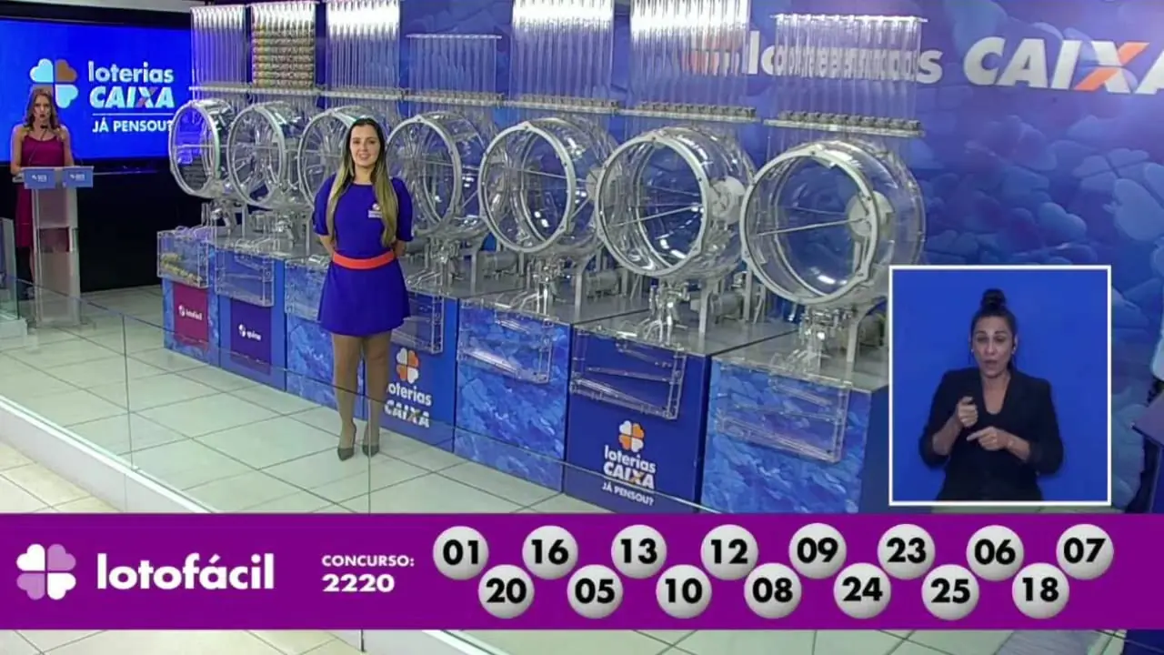 A imagem mostra o sorteio do resultado da Lotofácil 2220
