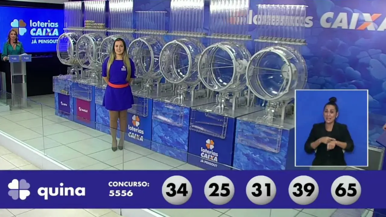 A imagem mostra o resultado da Quina 5556