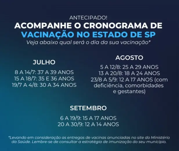 Calendário de vacinação SP 
