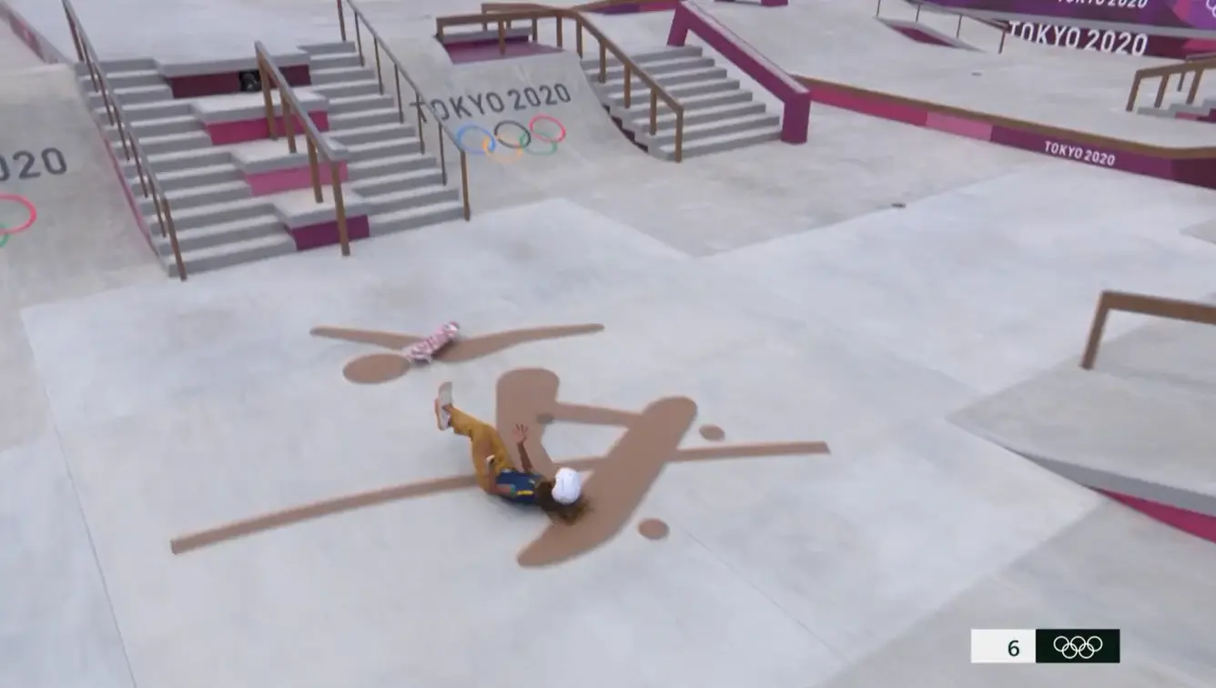 Rayssa caiu na sua primeira apresentação da final do skate, mas conquistou 2.94