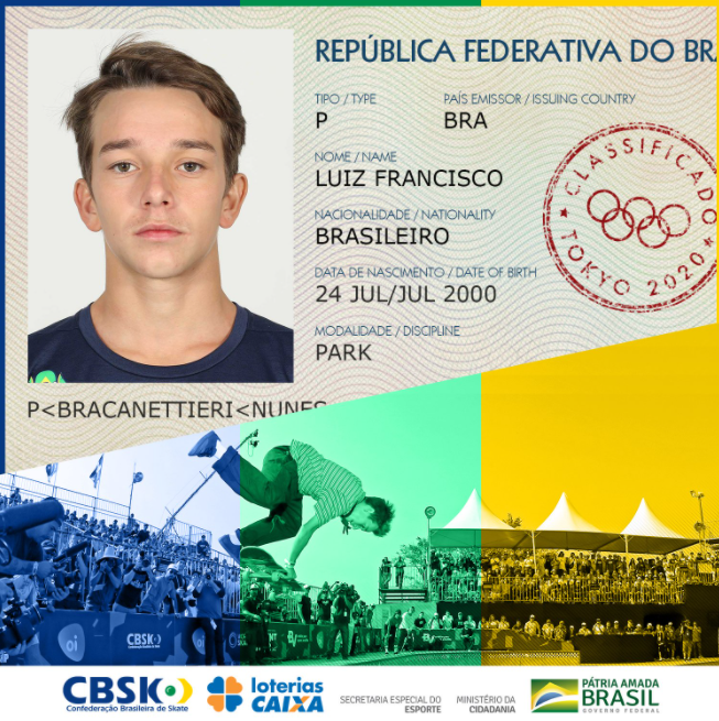 Luizinho Francisco está entre os skatistas brasileiros nas Olimpíadas 2021