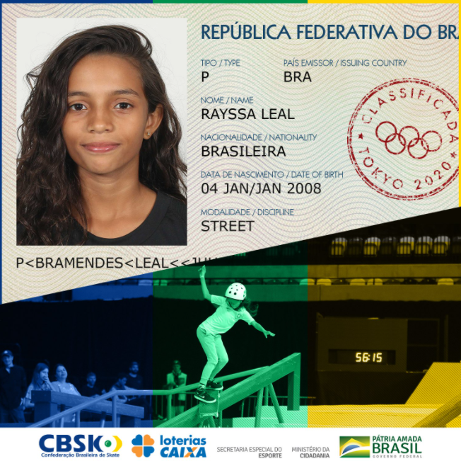 Rayssa Leal possui 13 anos e é mais uma uma esperança de medalha entre os skatistas brasileiros nas Olimpíadas 2021 