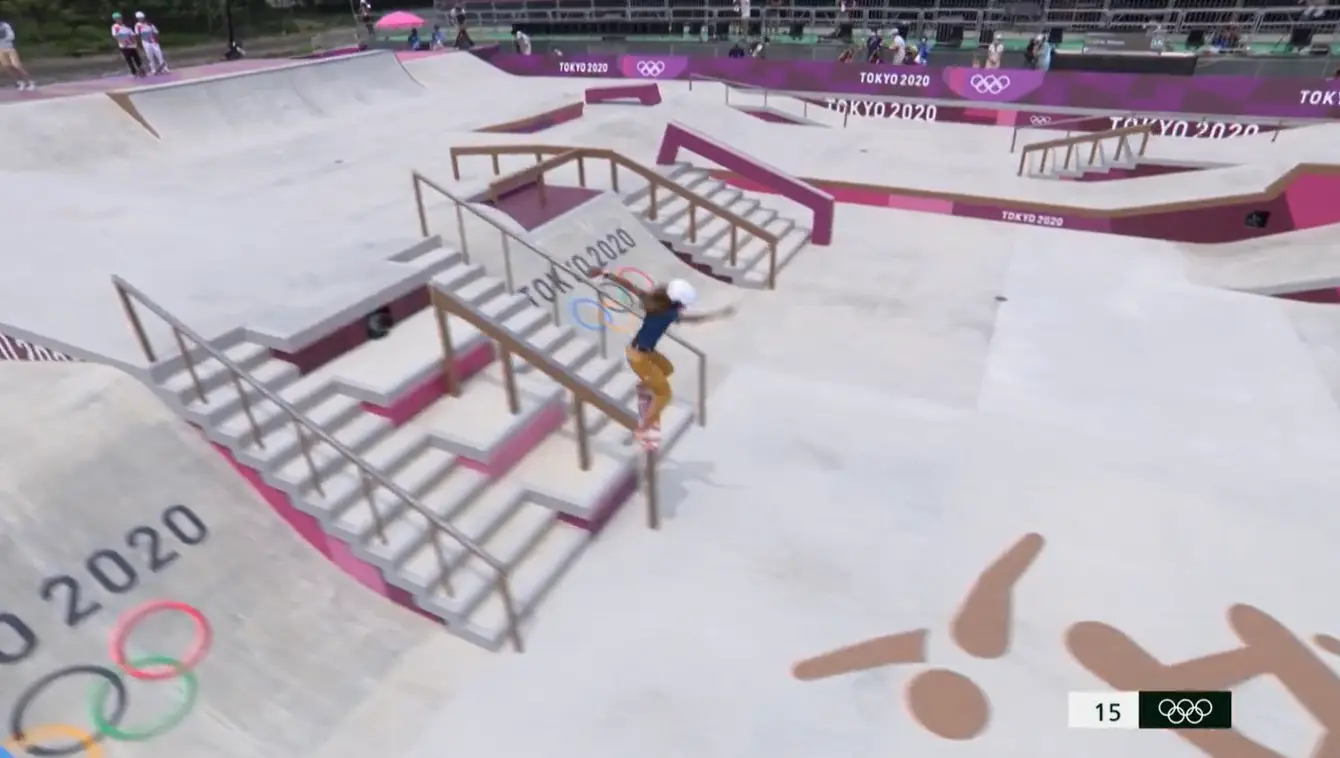 Na sua segunda apresentação do skate, Rayssa garantiu 3.13