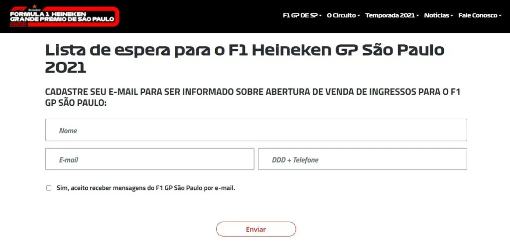 fórmula 1 São Paulo 2021 ingressos