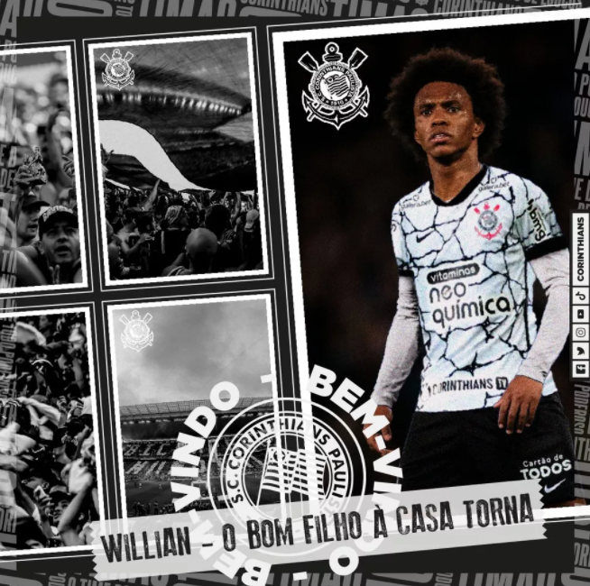 Willian volta ao Corinthians, mas não irá receber o maior salário do clube