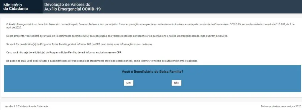 devolução do auxílio emergencial 