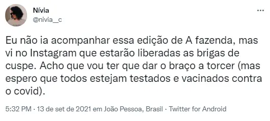 Cuspes liberados em A Fazenda