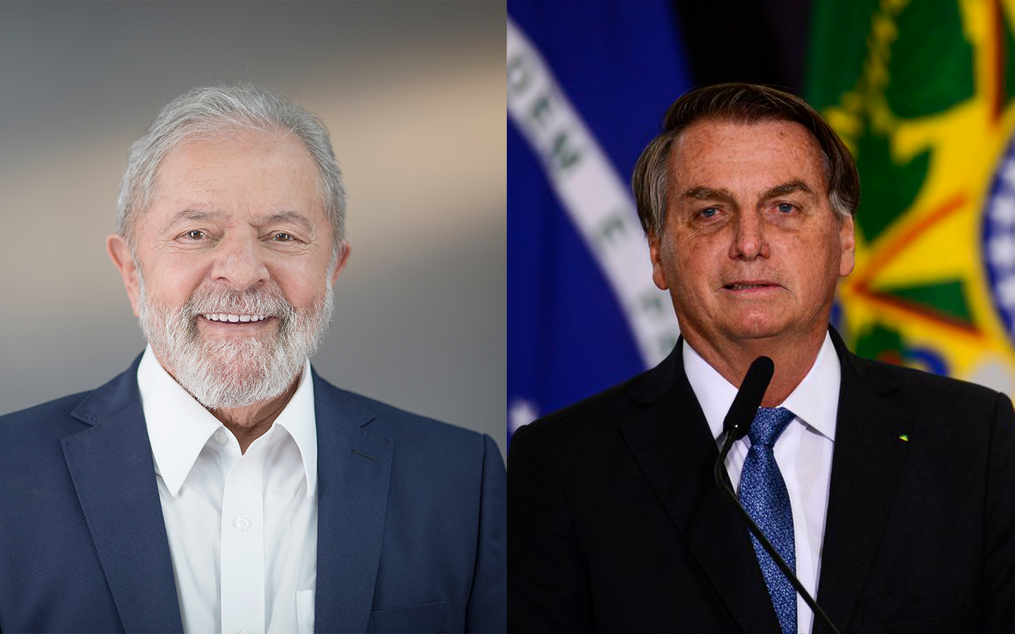 Lula e Bolsonaro, na esquerda e direita, são apontados por pesquisa eleitoral como favoritos para 2022 - Fotos: Ricardo Stuckert (PT)/Marcelo Camargo (Agência Brasil)