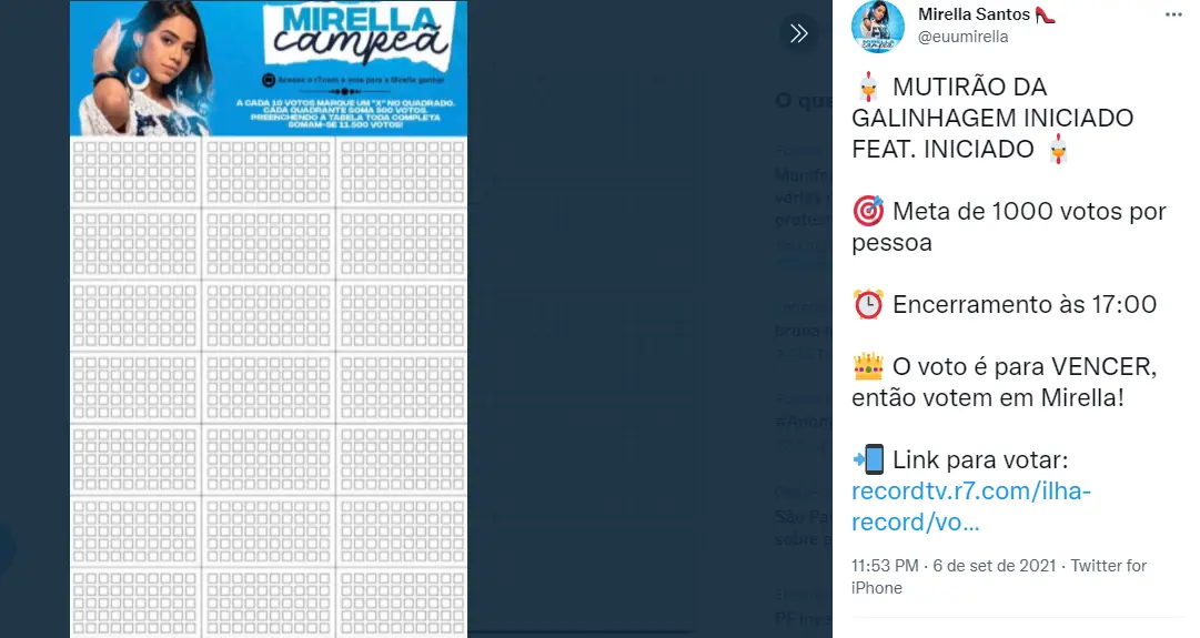 Votação Ilha Record