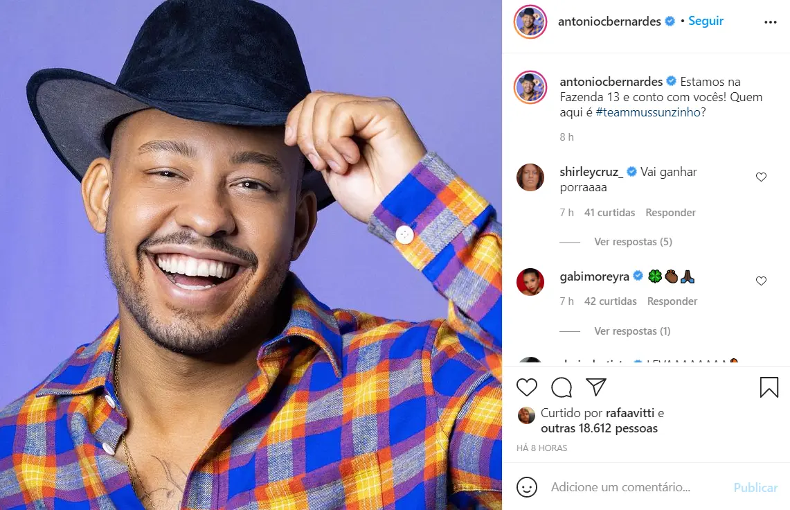 redes sociais participantes a fazenda