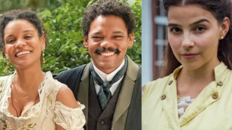 Pilar se choca ao ver Samuel e Zayla juntos em Nos Tempos do Imperador