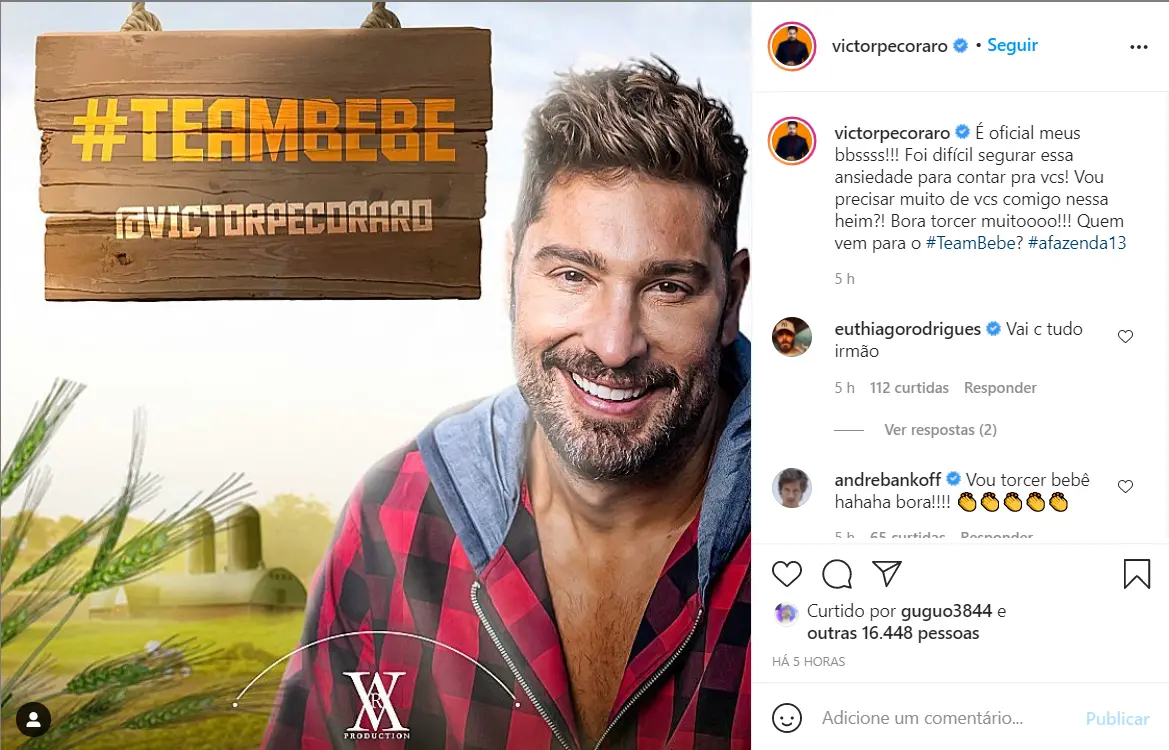 redes sociais participantes a fazenda