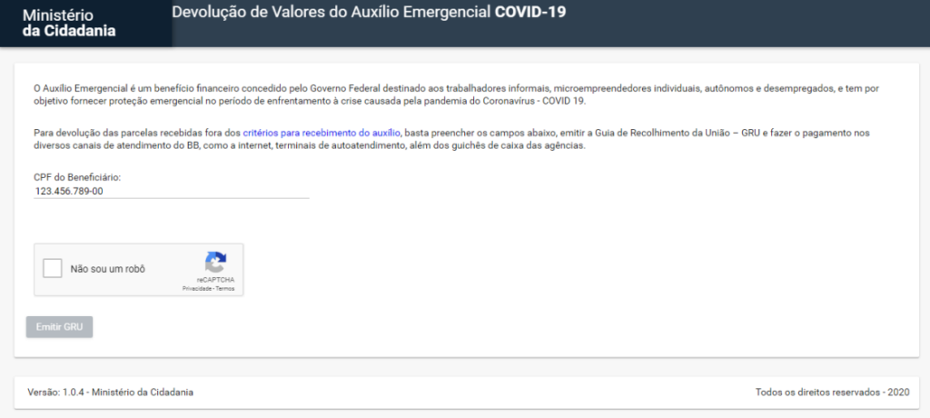 Auxílio emergencial devolver o dinheiro