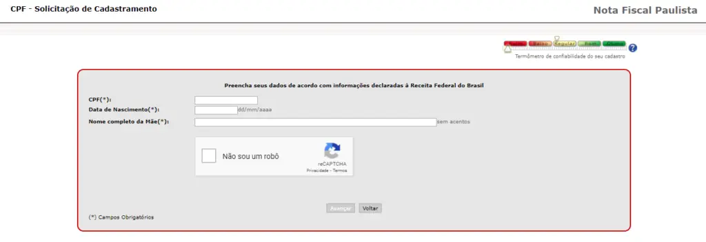 Cadastrar Nota Fiscal Paulista 2021