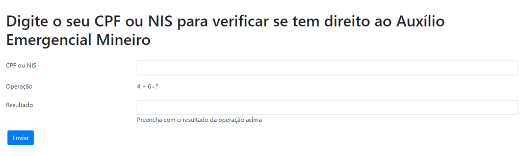 consultar auxílio emergencial mineiro pelo CPF