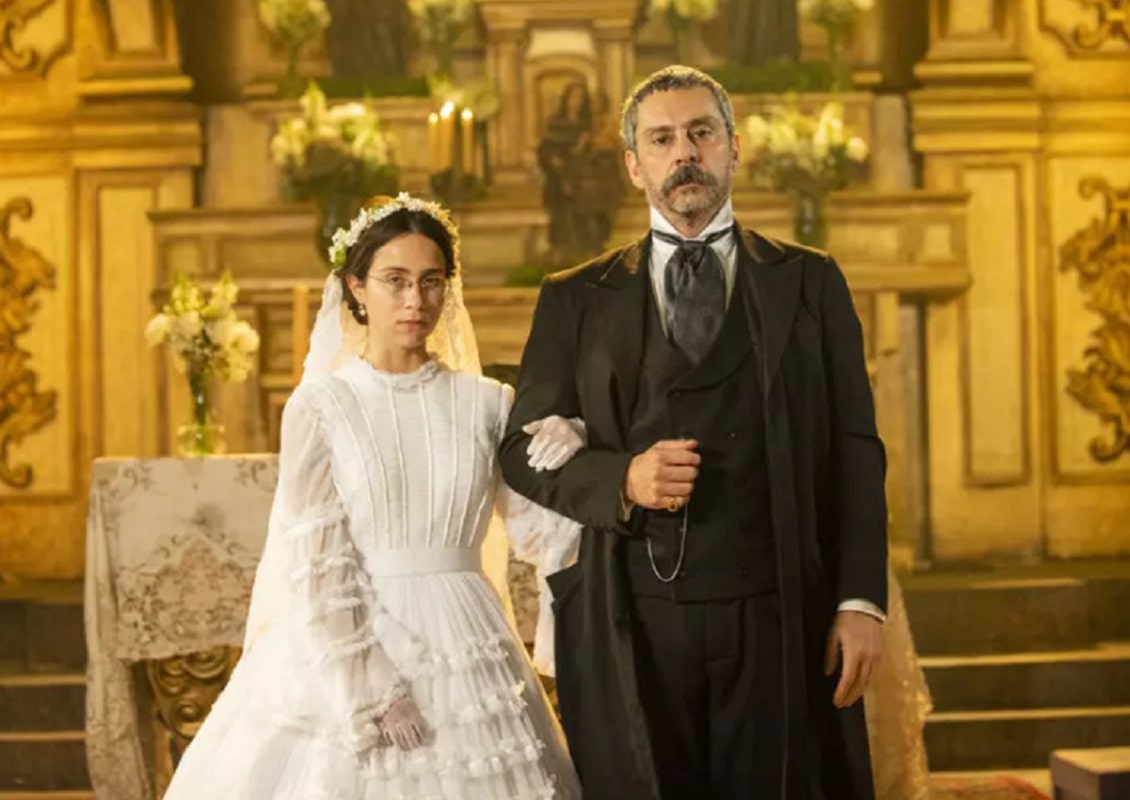 dolores e tonico na novela nos tempos do imperador