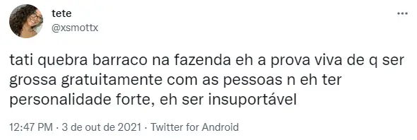 Tati Quebra Barraco a Fazenda