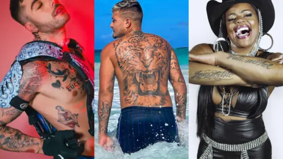Frases, animais e nomes: as tatuagens de 17 peões de A Fazenda 2021