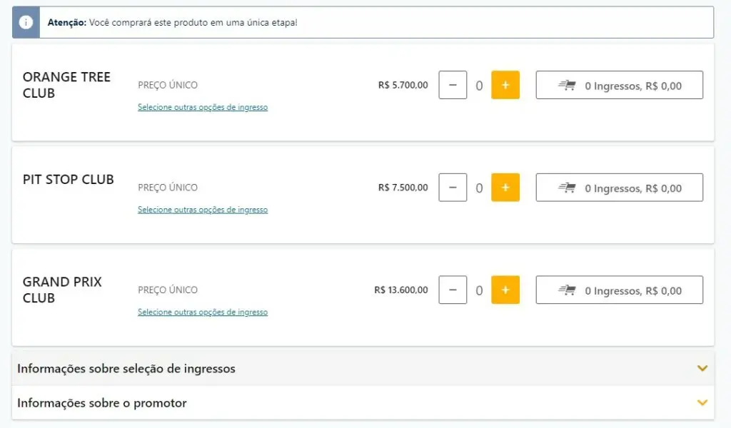 ingressos Fórmula 1 2022