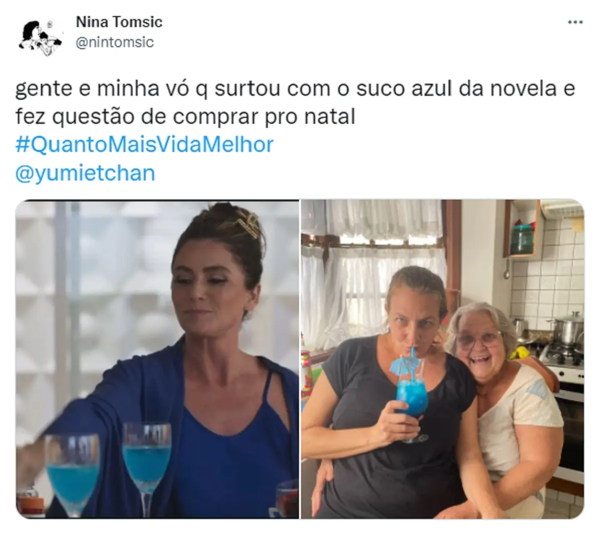 suco azul da novela