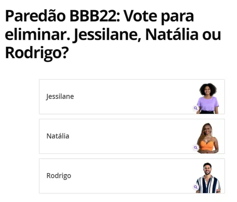Gshow BBB 22 votação 