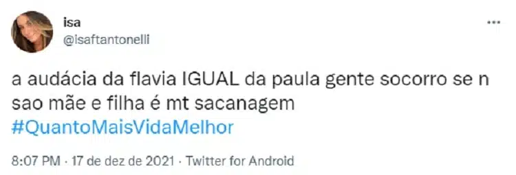 mãe flávia quanto mais vida melhor