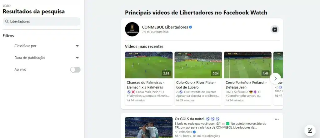 Jogo do Flamengo hoje no Facebook