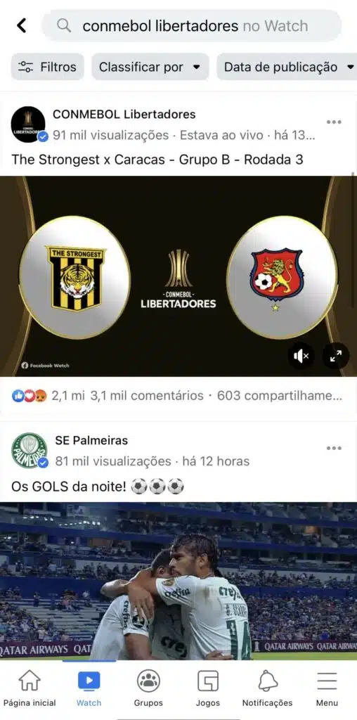 Jogo do Flamengo hoje no Facebook