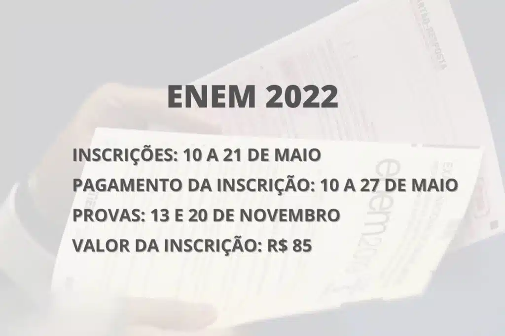 Data de inscrição do Enem 2022