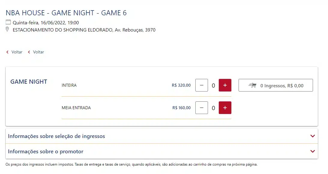 NBA House 2022 ingressos