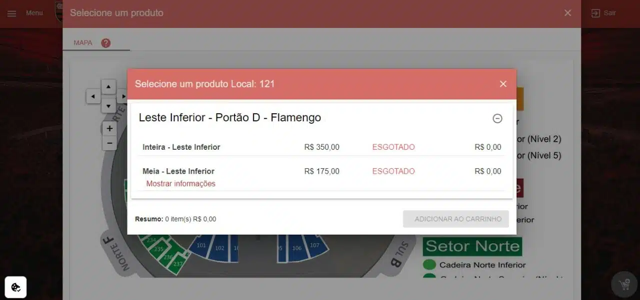 ingresso Flamengo x Corinthians Libertadores