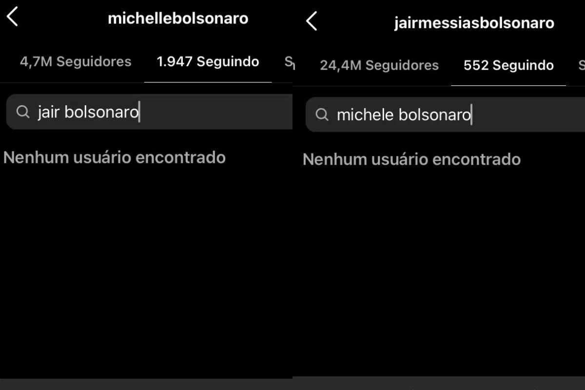 Bolsonaro e Michelle param de se seguir nas redes sociais