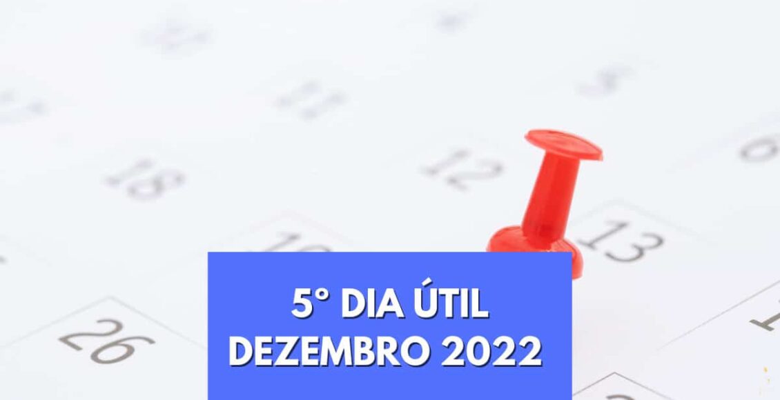 Imagem de calendário do Quinto dia útil de dezembro