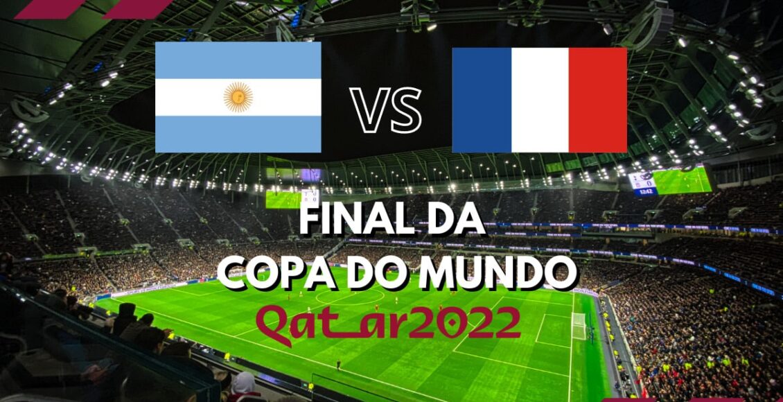 Imagem de texto sobre final da Copa do Mundo 2022 co, França e Argentina
