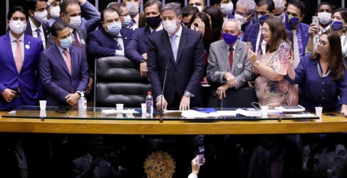 Foto mostra Câmara dos Deputados durante a eleição de Arhur Lira para presidente da Casa, em 2021
