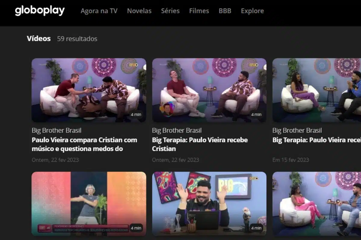 quadro na Globoplay