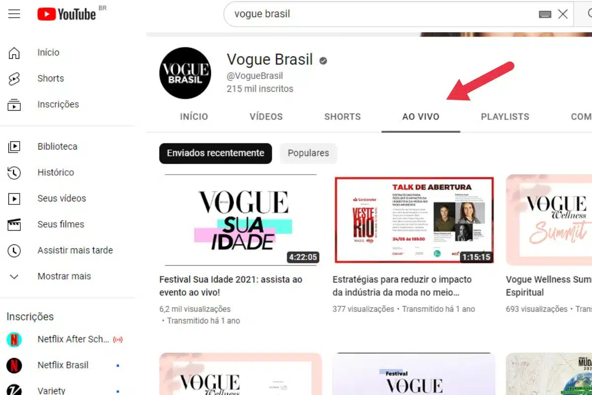 imagem do perfil na plataforma de vídeo