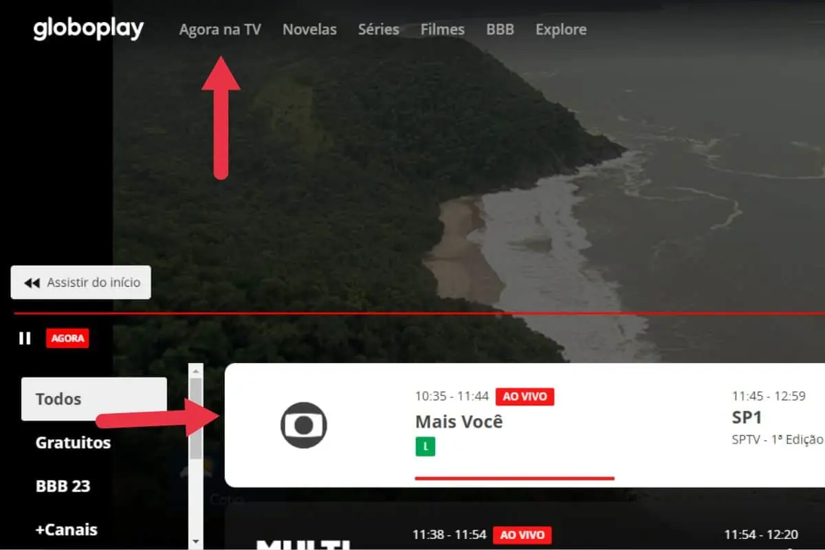 página da globoplay