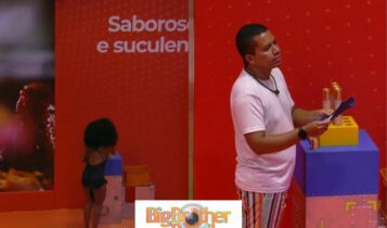 Marvvila e Bruno pegando a consequência da prova do líder