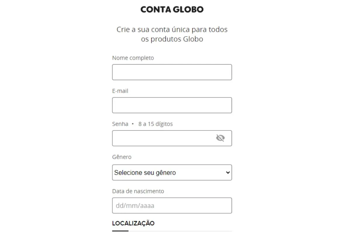 formulário na plataforma