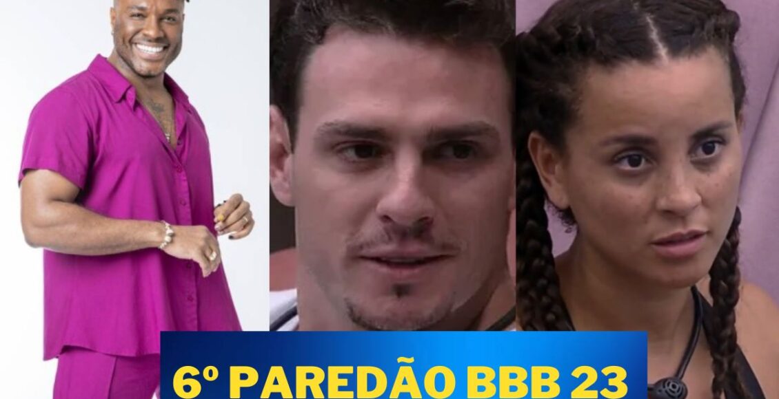 Na imagem os brothers que competem no sexto paredão e gustavo no meio, o brother quem está na frente para sair por enquanto