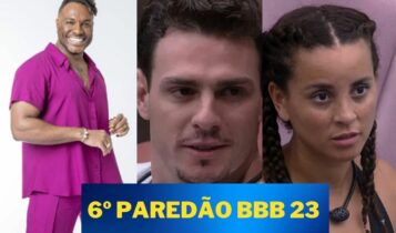 Na imagem os brothers que competem no sexto paredão e gustavo no meio, o brother quem está na frente para sair por enquanto