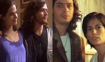 Marcos em O rei do gado com Liliana e Rafaela