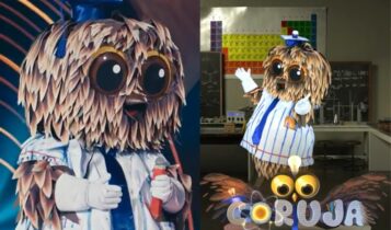 Na imagem a coruja do masked singer brasil 2023