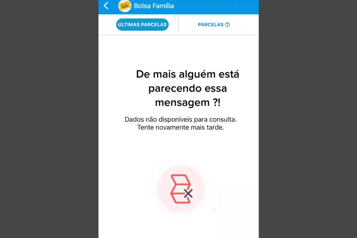 Dados não disponíveis para consulta tente novamente mais tarde