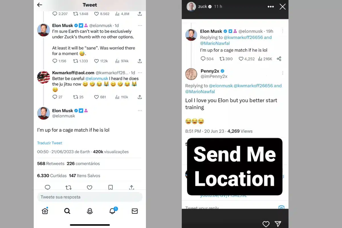 Luta de Elon Musk e Mark Zuckerberg