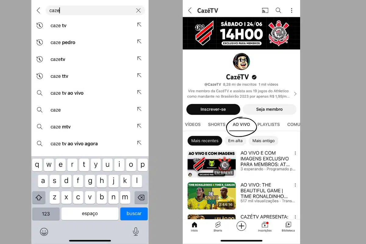 Jogo do Corinthians no CazéTV